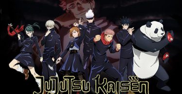 jujutsu Kaisen wallpaper featuring Yuji Itadori, Megumi Fushiguro, and Nobara Kugisaki in action. Dark background with colorful sparks and symbols. Perfect for fans of the anime series